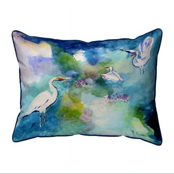 Betsy Drake SN1047 11 x 14 in. Three Egrets Small Indoor & Outdoor Pillow
