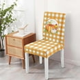thumbnail image 5 of Large Fall Orange Dining Room Chair Cover Set of 4, Stretch Spandex Parsons Chair Cover, Farmhouse Thanksgiving Buffalo Plaid Decorations Kitchen Chair Seat Cover Protector (Orange Pumpkin, 4 Pack), 5 of 6