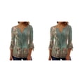 thumbnail image 2 of Qarigey Tops de manga 3/4, camiseta oscilante, túnica de verano, atractiva, transpirable, multicolor, ropa elegante de playa para mujer a la Verde XXL 2piezas, 2 of 6