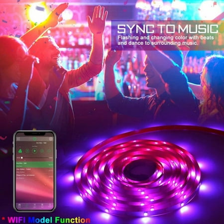 Bestbrig 1 Reel 5m Smart Rgb 50 Led Strip Light Bande Lumineuse A Led 5050 Led Tape Lights With Wifi Remote Control For Google Home Music Sync Room Tv Party Walmart Canada