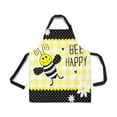 thumbnail image 2 of ASHLEIGH Cute Cartoon Bee with Daisy Flowers and Polka Dots Adjustable Bib Apron with Pockets Commercial Restaurant and Home Kitchen Adjustable Apron, 2 of 2