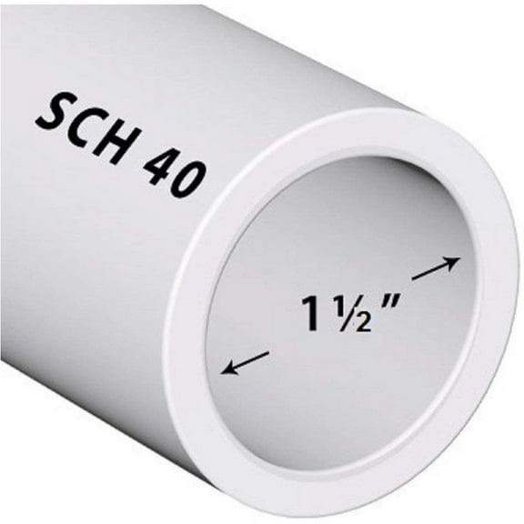 VENTRAL Schedule 40 PVC Pipe 1 1/2 Inch (1.9 OD), White, Cut Lengths for Plumbing, Landscape, Pool, Spa