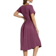 thumbnail image 3 of MLANM Women's Summer Short Sleeve Casual Wrap V-Neck Floral Party Dress with Pockets, L Mauve, 3 of 7