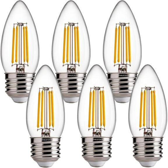 Dimmable LED Candelabra Light Bulbs 60W Equivalent E26 Base, B11 LED Chandelier Candle Light Bulbs, 2700K Soft White, 6 Pack UL,CA65 Listed.