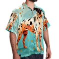 thumbnail image 2 of Spotted Dog Men's Short Sleeve Hawaiian Beach Poplin Shirt Casual Printed Button Down Summer Unisex Shirt, 2 of 6