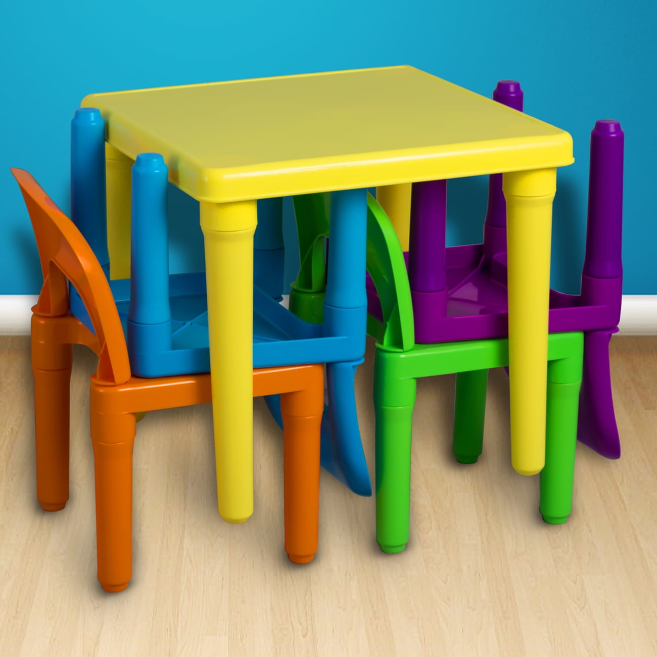 Den Haven Kids Table And Chairs Play Set Colorful Child Toy Activity Desk For Toddler Sturdy Plastic Walmartcom Walmartcom