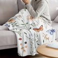 thumbnail image 3 of Pastoral Butterfly Flowers Blanket Soft Cozy Warm Throw Blanket for Couch, Plush Fuzzy Flannel Fleece Blankets for Sofa, Spring Summer Botanical Bed Blankets Lightweight Gifts for Women, 50"x60", 3 of 9