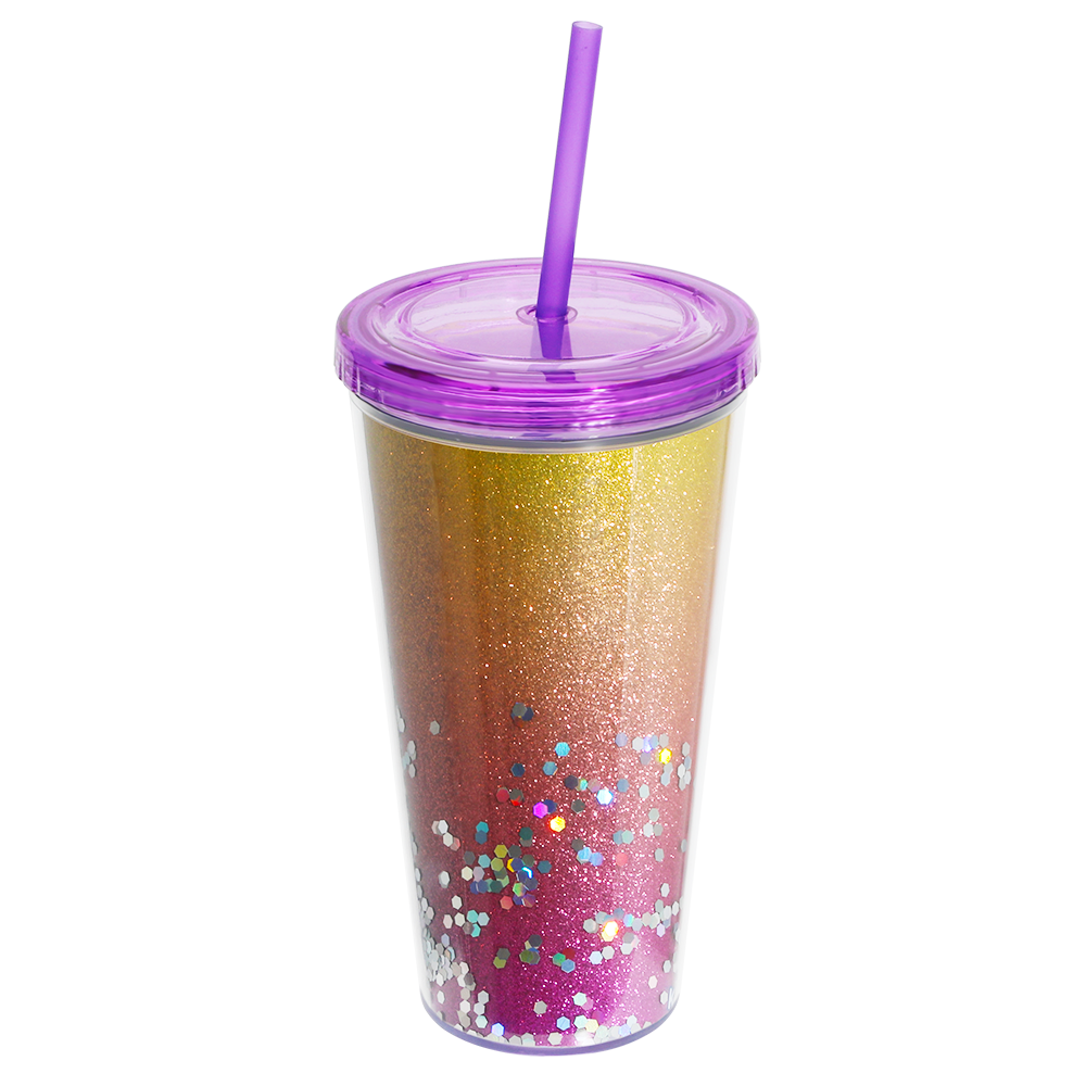 Home Tune 22oz Water Drinking Glitter Tumbler - BPA Free, Wide Mouth,  Tumbler Cup with Straw Lid, Lightweight, Travel Water Bottle with Colorful  Confetti Design For Girls & Boys - Rainbow Blue 