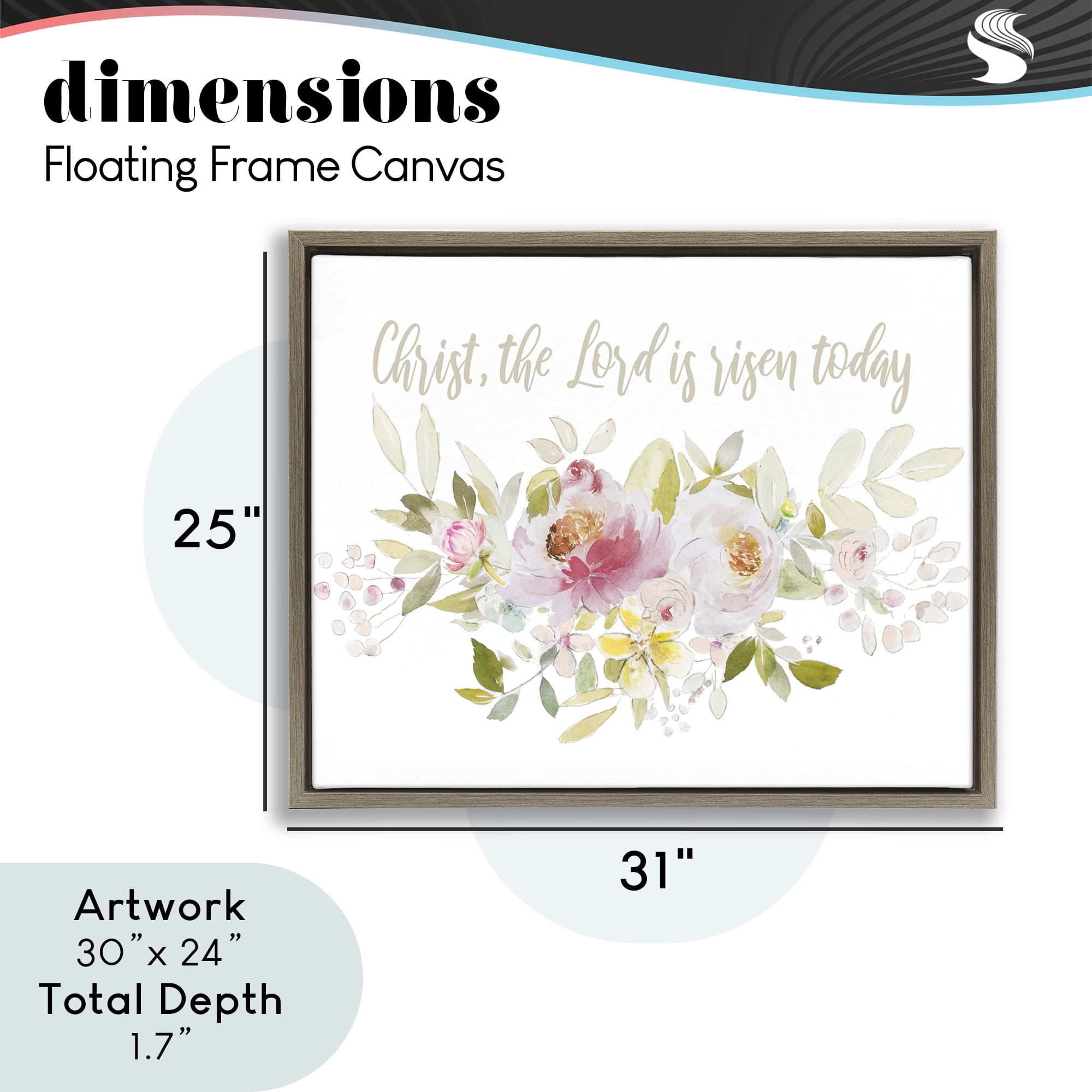 Stupell Industries The Lord Is Risen Florals Brown Framed Floater Canvas Wall Art, design by Patricia Pinto