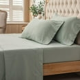 thumbnail image 2 of PURE ERA 100% Cotton Jersey Knit 4pc Bed Sheet Set Ultra Soft Breathable, Solid Sage Green King Size, 2 of 10