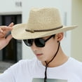 thumbnail image 2 of Men's Korean Version Straw Sun Hat - Foldable, Crushable, Breathable, with Wired Brim, for Outdoor Fishing, Travel and Beach, 2 of 6