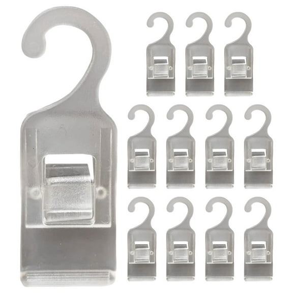 Hemobllo 12Pcs Transparent Plastic Clothes Hooks Clips for Laundry Bathroom and Travel Organizer