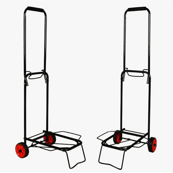 HEATSHAKING 1Pcs Black Foldable Hand Truck with Stable and Silent Wheels for Shopping