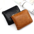 thumbnail image 2 of Cartera corta para hombre, moderna, informal, de gran capacidad, con múltiples tarjetas, estilo retro, con cremallera, 2 of 3