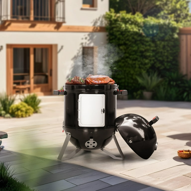 Summit Living 18-inch Vertical Charcoal Smoker Grill with