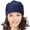 thumbnail image 1 of Pleated Swimming Cap Long Hair Swim Cap Bathing Cap, Non-Waterproof (Navy Blue), 1 of 6