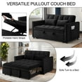 thumbnail image 3 of Leumius 3 in 1 Sofa Bed,Convertible Sleeper Sofa with Pull Out Bed,Loveseat Couch with Adjustable Backrest for Living Room,Black, 3 of 6