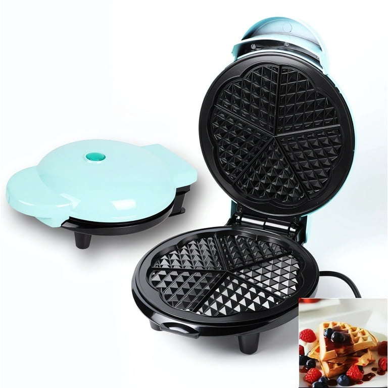 Heart Waffle Maker- Non-Stick Waffle Griddle Iron with Browning Control- 5  Heart-Shaped Waffles