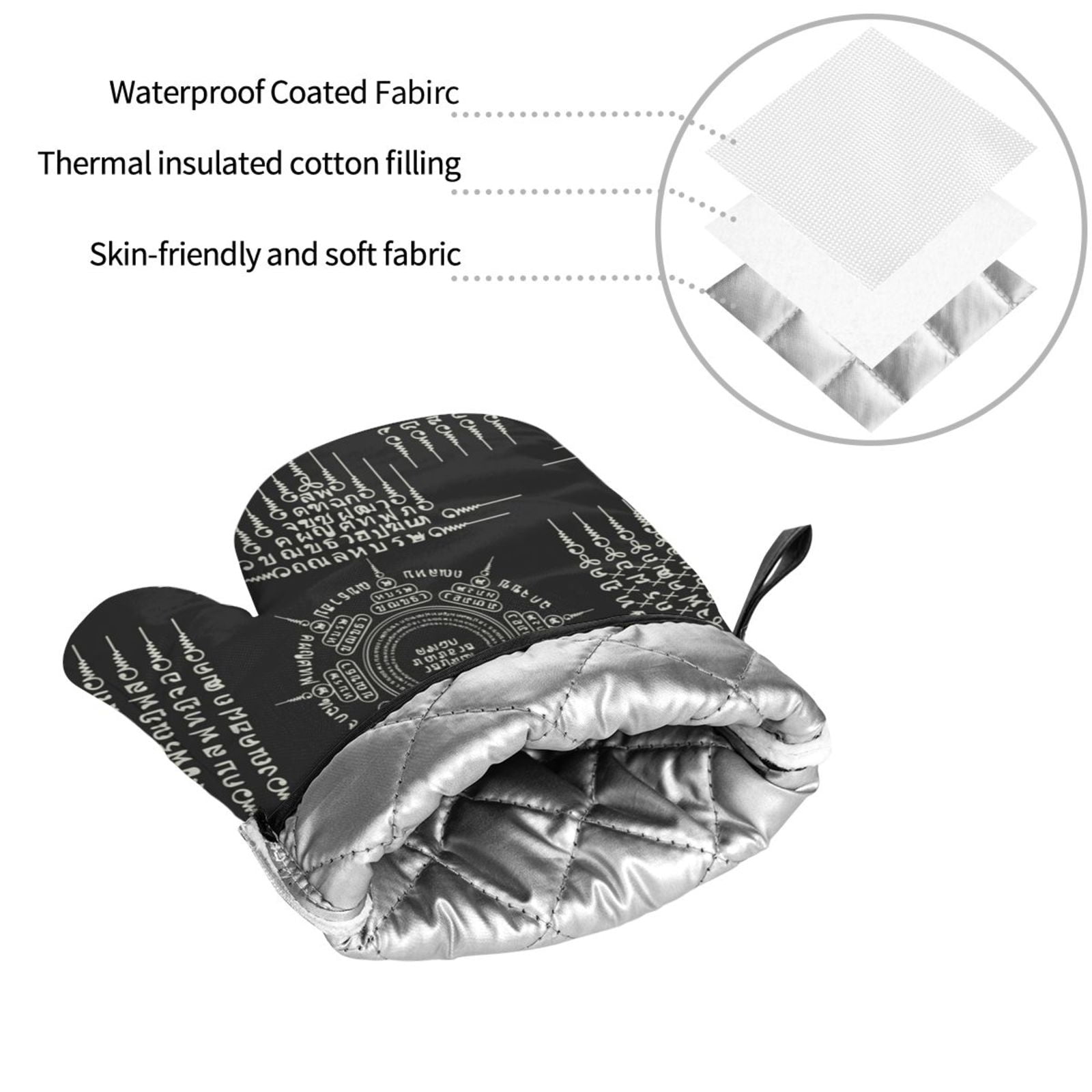 Muay Thai Sacred Symbol 4Pcs Oven Mitts and Pot Holders Sets Oven Kitchen Gloves Hot Pads for Cooking BBQ Baking Grilling