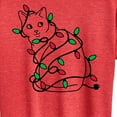 thumbnail image 3 of Instant Message - Christmas Lights Cat - Women's Short Sleeve Graphic T-Shirt, 3 of 6