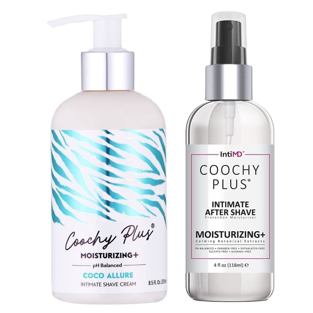 Kit de afeitado IntiMD Coochy Plus Coco Allure con spray para después del afeitado
