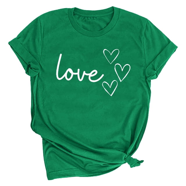 Diufon Hauts de la Saint-Valentin pour Femmes Décontracté Tendance Manches Courtes Col Rond Chemisier Imprimé Graphique Mignon