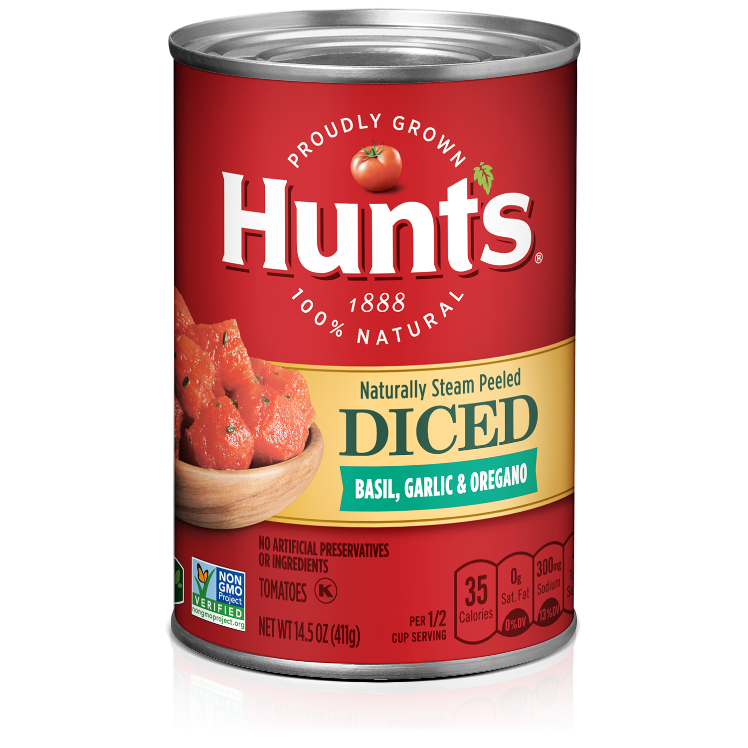 Hunts Diced Tomatoes with Basil Garlic & Oregano 14.5 oz