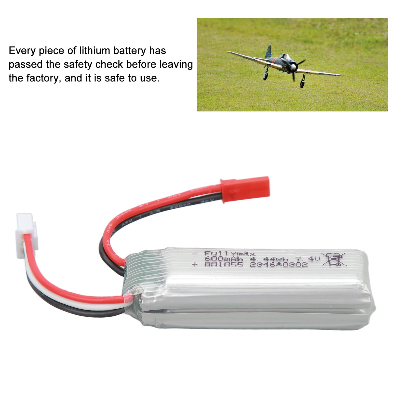 Yajisi 2PCS 7.4V 600mAh RC Airplane Lithium Battery Replacement