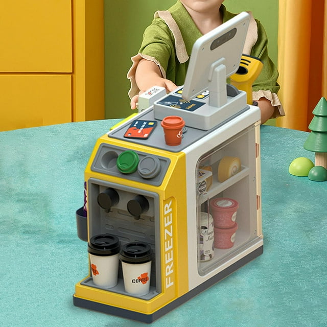 Juego de supermercado de simulación para niños, juguetes para juego de roles, juego de comida de imitación, regalos navideños para niños y niñas , amarillo