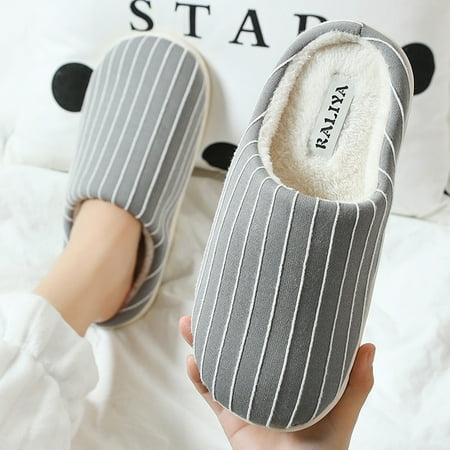 

Christmas Men Winter Warm House Slippers Stripe Soft Non Slip Plush Home On Shoes Indoor Outdoor Shoes