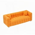thumbnail image 4 of Modern Orange Teddy Fleece Sofa 80 Inch for Living Room with 2 Pillows & Sturdy Support, 4 of 7