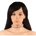 thumbnail image 2 of Sunsoul by Touchstone "Mughal Jali Collection" Indian Bollywood Gracious Stylish Faux Pearls Rhinestone Studded Diamond Look Designer Jewelry Chickpatti Choker Necklace Set In Gold Tone For Women., 2 of 5