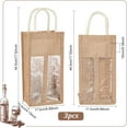 thumbnail image 2 of Paquete de 3 bolsas de yute para botellas de vino, tipo bolsa de regalo, con 2 ventanas transparentes y asa., 2 of 9