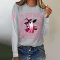 thumbnail image 2 of HNMKIU Women's Halloween Cancer Awareness Long Sleeve T-Shirt October Ribbon Support Tee Grey,M, 2 of 4