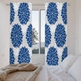 thumbnail image 4 of Dahlia Flower Kitchen Curtains, Farmhouse Botanical Blue Grey Floral Light Filtering Window Curtain Panels, 2Pcs Rod Pocket Window Treatments Set for Living Room Bathroom Bedroom 52x72 Inches, 4 of 9