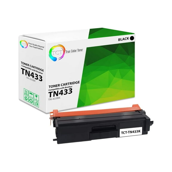 TCT TN433 Black Toner Cartridge - Premium Compatible Replacement for TN-433 TN433BK Black High Yield