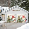 thumbnail image 4 of Fsddascl 7 x 16 Ft Christmas Garage Door Cover, Retro Snowman Christmas Large Garage Door Banner, Vintage Xmas Tree Snowflake Hanging Garage Mural Background for Indoor Outdoor Xmas Party Supplies, 4 of 9