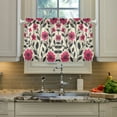 thumbnail image 2 of Yayeee Kitchen Curtains Tier Pair Light Filtering 27"x36" Rod Pocket Short Cafe Window Panel, Pink Flowers, 2 of 7