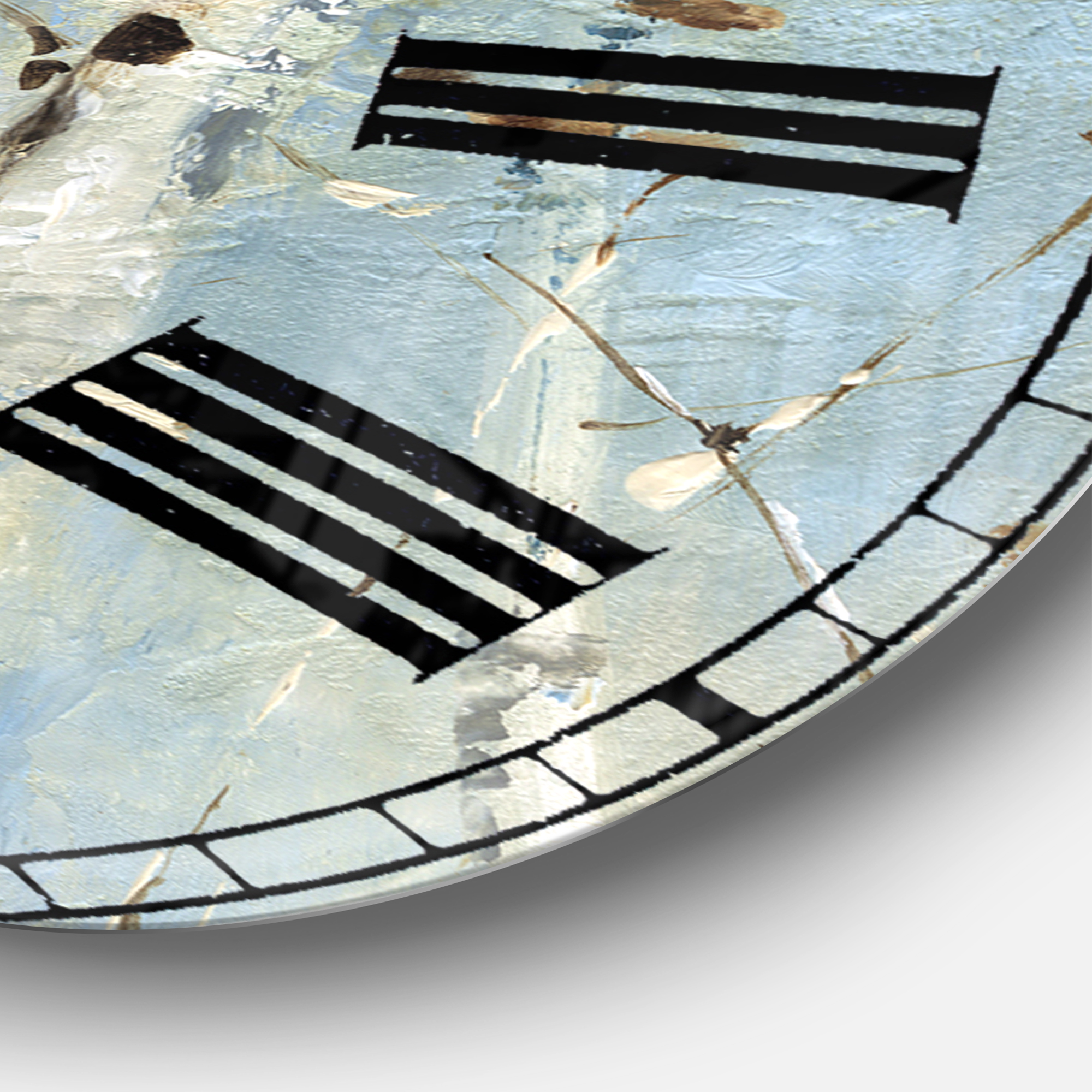 Designart Oversized Blue Analog Round Farmhouse Modern Wall Clocks, CLM30902-C23