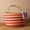 Red, variant on Round Bolga Basket with Handles, Stripes, 16 Inch Wide (Navy)