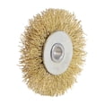 thumbnail image 3 of Cepillo de rueda de alambre de 2 pulgadas con revestimiento de latón, acero trenzado con agujero de eje de 1/4 de pulgada, 10 piezas, 3 of 3