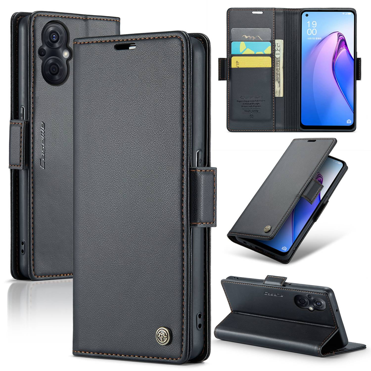 ETFAST Leather Phone Case Wallet With Card Holder Zipper For OPPO Reno 8Z 7Z Reno 8Lite 7Lite F21 Pro 5G High Quality Leather Phone Case