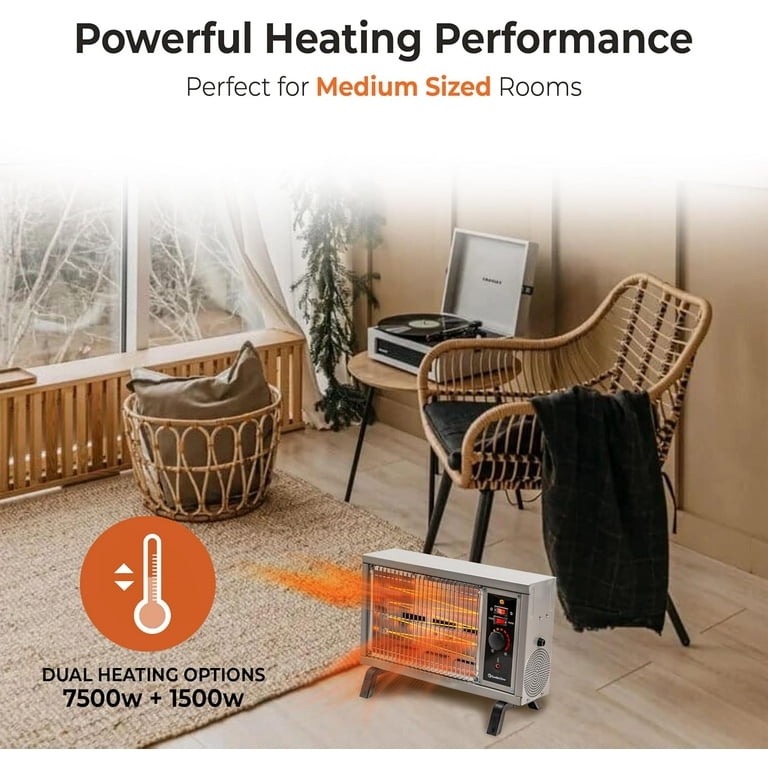 Comfort Zone 1,500-Watt Electric Radiant Heater, Adjustable