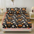 thumbnail image 2 of COEQINE Twin Size Sheet Set Soft Wrinkle Free 3 Pieces Bed Sheets Set with Deep Pocket Bedsheet & Pillowcases for Halloween Home Decor, Pumpkin Skull Oak Leaves, 2 of 5