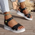 thumbnail image 5 of Women's Platform Sandals Slip On Lightweight Bohemian Dress Shoes Wide Toe Box Solid Color Beach Sandal Red Size 6.5, 5 of 7