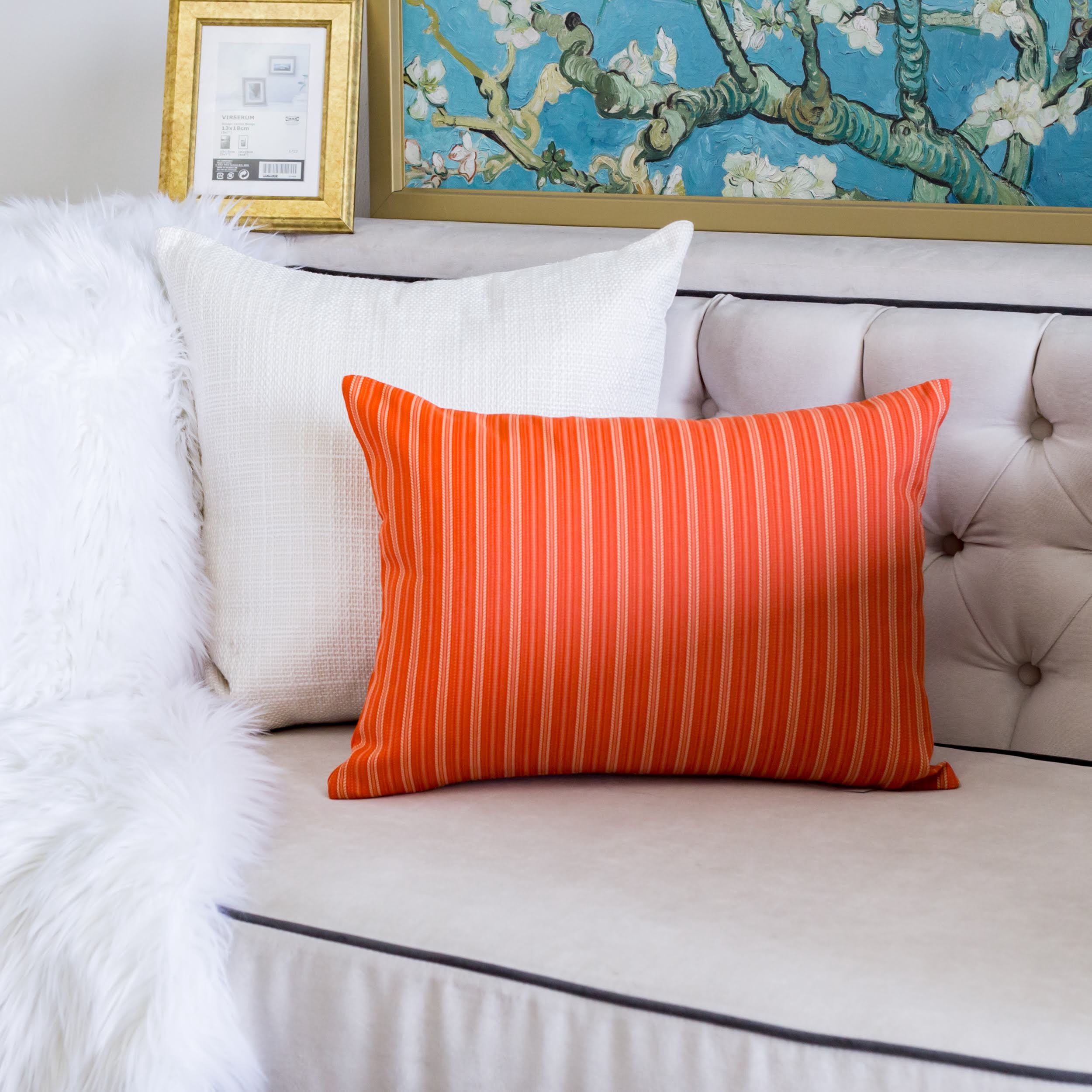 Abby Orange Rectangular Outdoor Throw Pillow