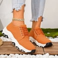 thumbnail image 3 of HEWUQI Women's Leather Slip on Fashion Lace up Tennis Sneakers Road Running Athletic Gym Lightweight Jogging Hiking Shoes Orange Size 6.5, 3 of 6
