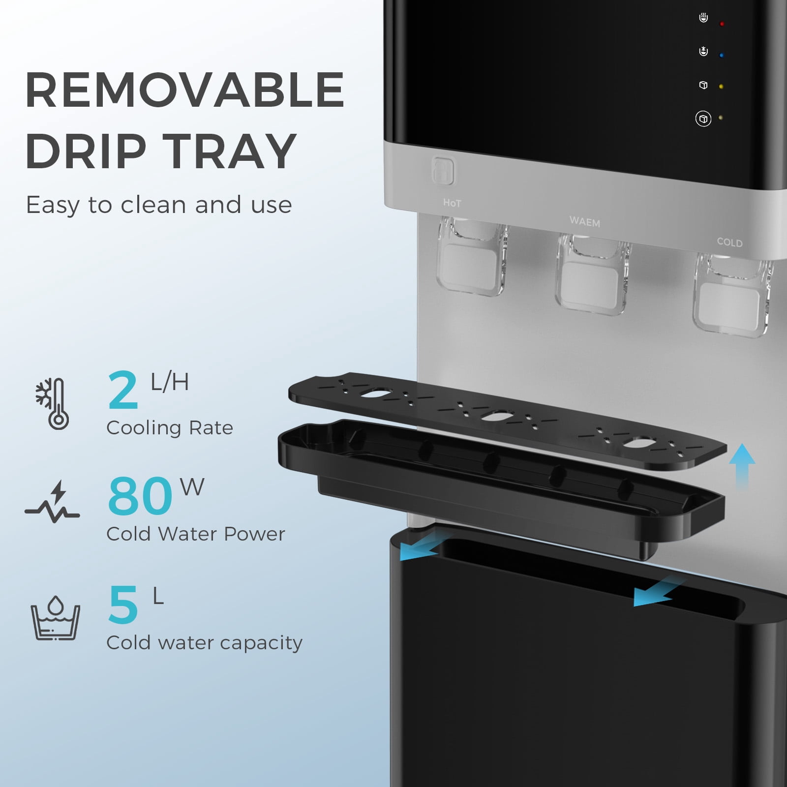 OSTBA 4-in-1 Water & Ice Dispenser, Hot, Cold & Room Temperature Water with Bullet Ice Maker, Touch Control, Child Safety Lock, Fits 3 & 5 Gallon Bottles