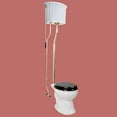 thumbnail image 3 of Renovator's Supply White High Tank Toilet with Round Bowl and Brass L-Pipe, 3 of 10