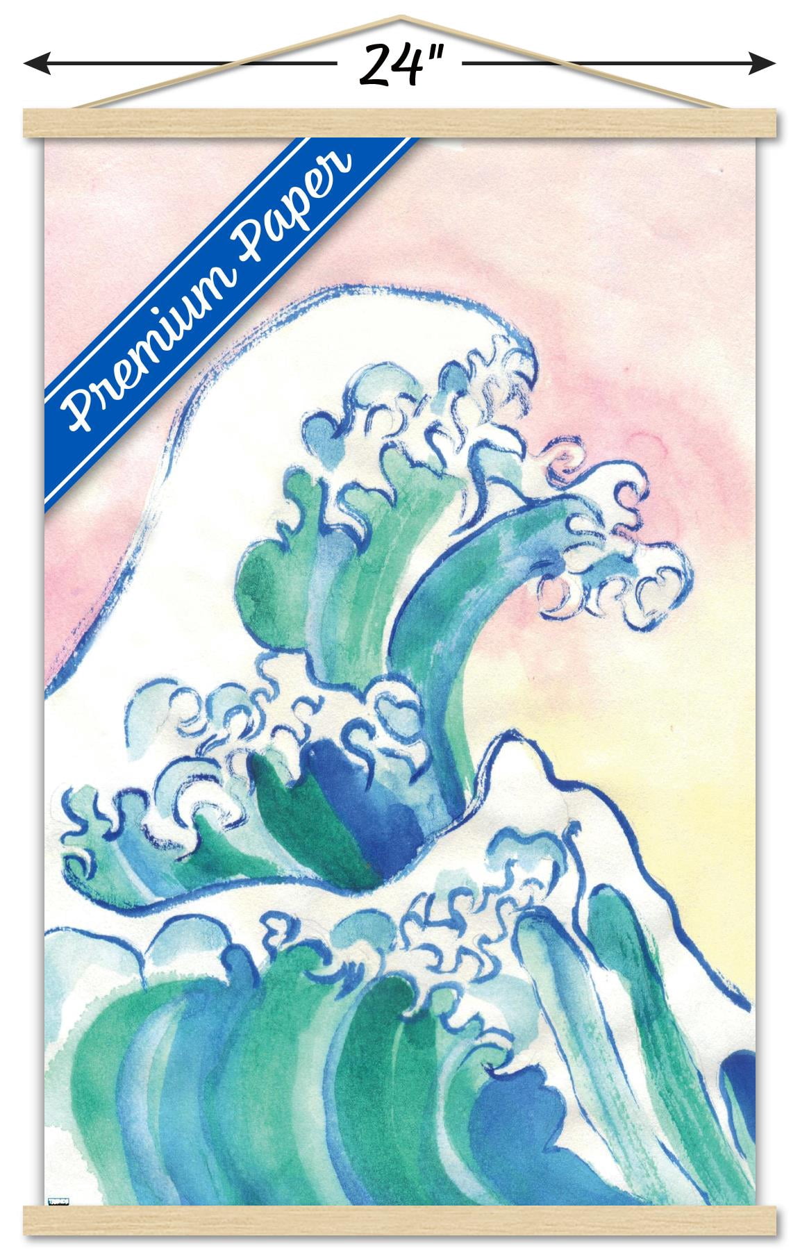 Watercolor Waves Wall Poster with Magnetic Frame, 22.375" x 34"